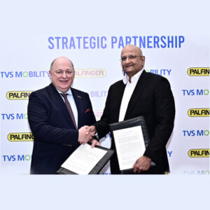 L-R: Andreas Klauser, CEO, PALFINGER AG and R. Dinesh, Director, TVS Mobility Group