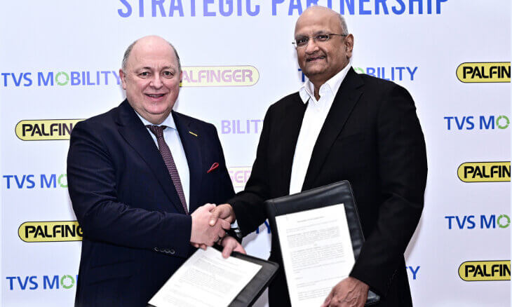L-R: Andreas Klauser, CEO, PALFINGER AG and R. Dinesh, Director, TVS Mobility Group