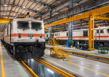Electric locomotive maintenance facility at Indian Railways' Raipur depot